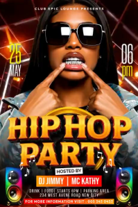 Neon 3d Hip Hop Party nightclub music dj event night club promotion video background motion graphics Poster template