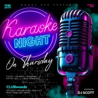 Neon 3d Karaoke Mic Night Party Flyer Thursday Club Bar Event Invitation  Instagram Post template