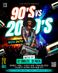 Neon 90's Vs 2000's Oldskool Versus Newskool Throwback Dj Music Party Night Club Event Flyer Templat Instagram Portrait template