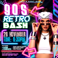 Neon 90’s Retro Bash Night Instagram-Beitrag template