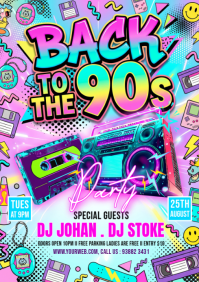 Neon 90s Party A4 template
