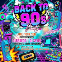 Neon 90s Party Instagram Post Instagram-bericht template