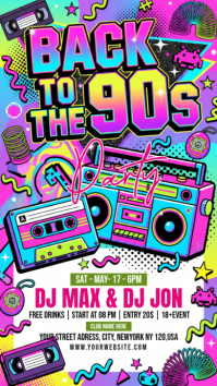 Neon 90s Party Instagram Story Instagram-Story template