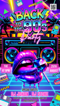 Neon 90s Party Instagram Story template