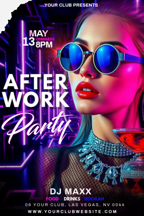 Neon After Work Party Poster Template | PosterMyWall