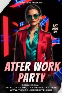 Neon After Work Party Poster template
