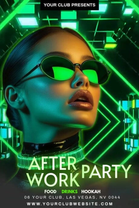 Neon After Work Party Poster Template | PosterMyWall