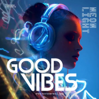 Neon Animated Video Electro Album Cover Music template