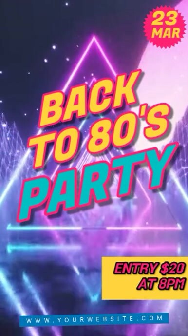 Neon Back To 80's Party Tampilan Digital (9:16) template