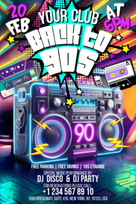 Neon Back To 90's Disco Banner 4' × 6' template