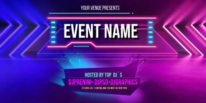 Neon Background Роллерный баннер 3' × 6' template