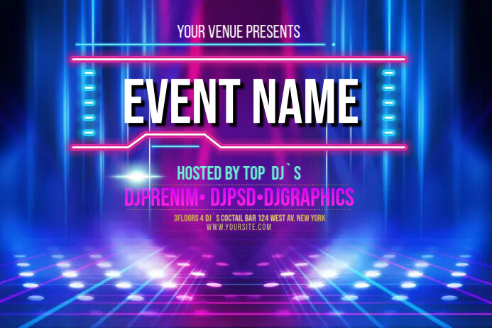 Neon Background Banner 4' × 6' template