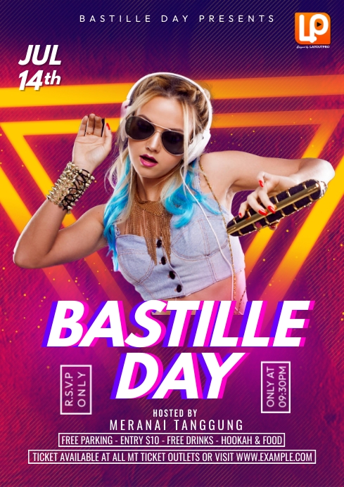 Neon Bastille Party A4 template