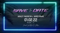 Neon Beach Tropical Save the Dates Video Ecrã digital (16:9) template