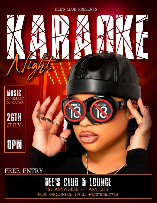 Neon Black Background Gradient Karaoke Night  Flyer (us Letter) template