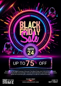 Neon Black Friday Flyer A2 template