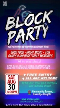 Neon Block Party Vibes Digital Display (9:16) template
