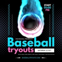Neon blue baseball Instagram post Instagram-Beitrag template