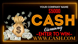 Neon Cash Giveaway Social Media Digital Display (16:9) template