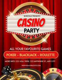 Rood Neon Casino night extravaganza design style Flyer Template