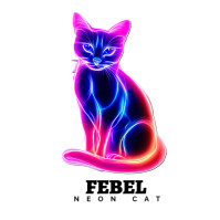 白色 Neon Cat Logo Logotyp Template