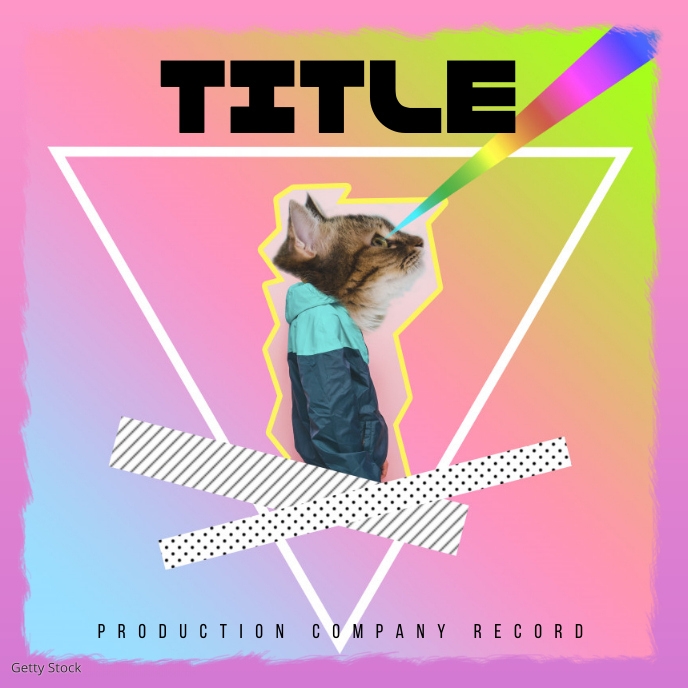 Neon Cat Trippy Eyes House Trance Album Cover Template Postermywall