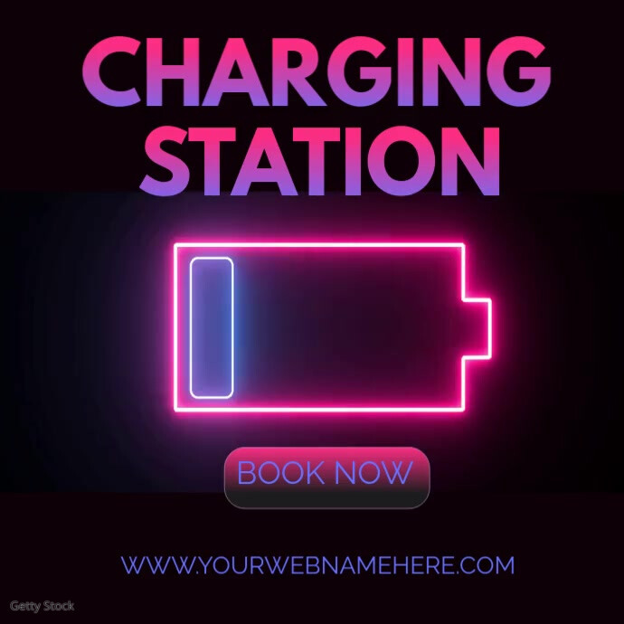 Neon Charging Station Logótipo template