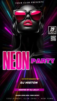 neon club night party/flyer party ads Ekran reklamowy (9:16) template