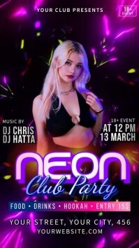 Neon Club Party Video Instagram Story template