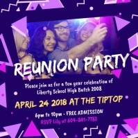 Neon Club themed Reunion Party Invite Square (1:1) template