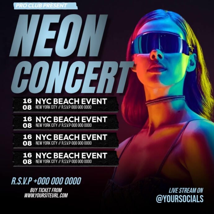 Concert Timetable Example Neon Concert Schedule Template | PosterMyWall