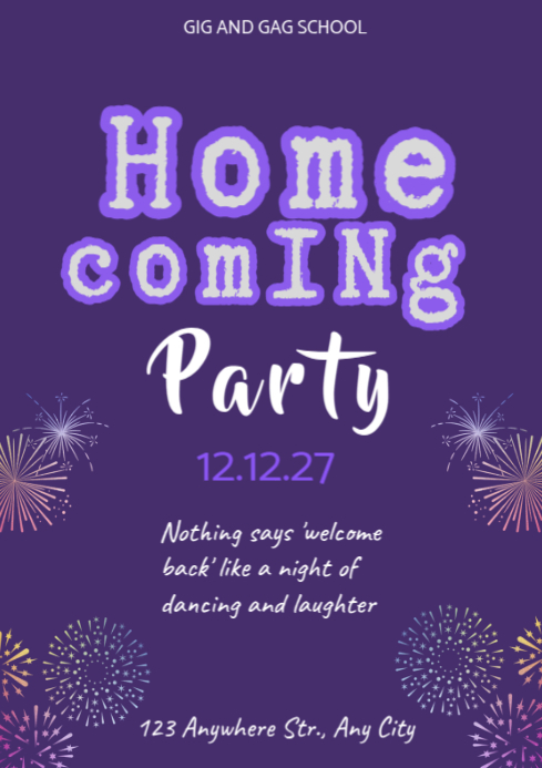 Neon Customizable Homecoming Celebration Poster With Music, Lights, And ...