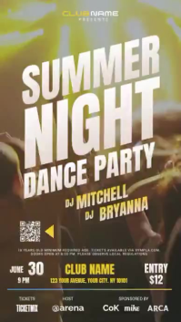 Neon Dancing Summer Night Dance Party Digital Display Video template