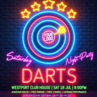 Fioletowy Darts Night Party Instagram-opslag Template