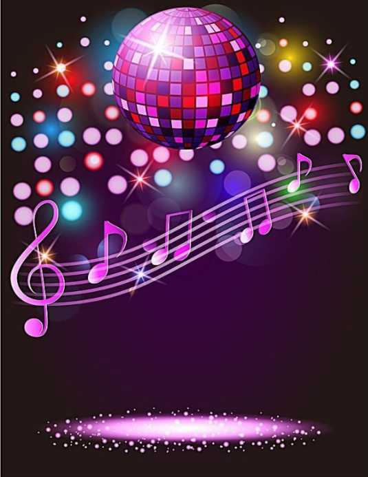 Neon Disco Ball With Music Notes Party Flyer (us Letter) Template ...