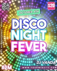 Neon Disco Night Fever Instagram Portrait template