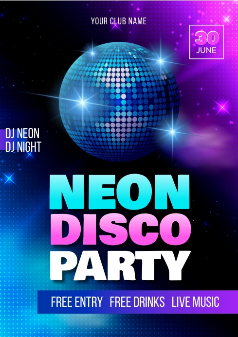 Neon Disco Party Ads Template | PosterMyWall