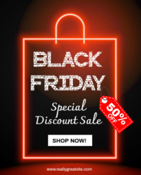 Neon Editable Black Friday Sale Flyer Template With 50% Off Instagram Portrait