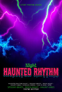 Neon Electric Haunted Rhythm Concert Design Poster template