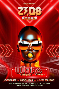 Neon Electro Music Party A4 Iphosta template