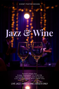 Neon Elegant Night Out Poster with Jazz Lounge and Wine Theme template