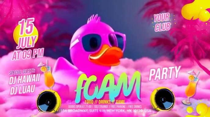 Neon Foam Party Digital Display (16:9) template