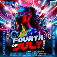 Neon Fourth of July Party Instagram Post Video Квадрат (1 : 1) template
