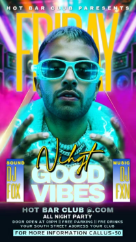 Neon Friday Good Vibes Night Club Party Flyer Instagram Reel template