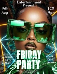 Neon Friday Night Party Flyer (us Letter) template