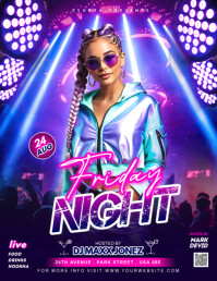 Neon Friday Night Party Poster Flyer Flyer (us Letter) template