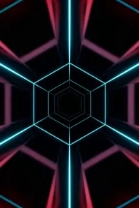 Neon Futuristic Neon Tunnel Video Background With Hexagon Lights  Poster template