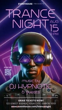 Neon futuristic Trance Night party instagram template