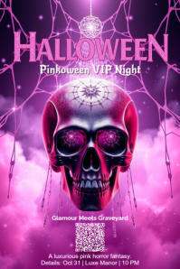 Merah Muda Pinkoween VIP Night Poster Template