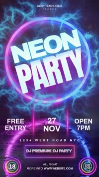 Neon Glow Club bar Party Design Template Instagram Story